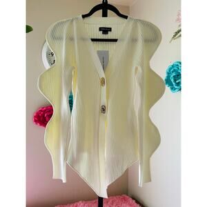 Urban Revivo Cream Ribbed Knit Cardigan US 4